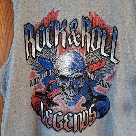 NWT "ROCK & ROLL LEGENDS-PLAY LOUD-PLAY FAST" Graphic Muscle Shirt Sz XL (46-48) - Picture 2 of 3